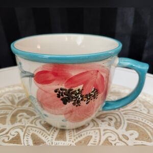 Pioneer Woman Vintage Bloom Floral Teal Pattern Coffee Tea Mug 16 oz Country